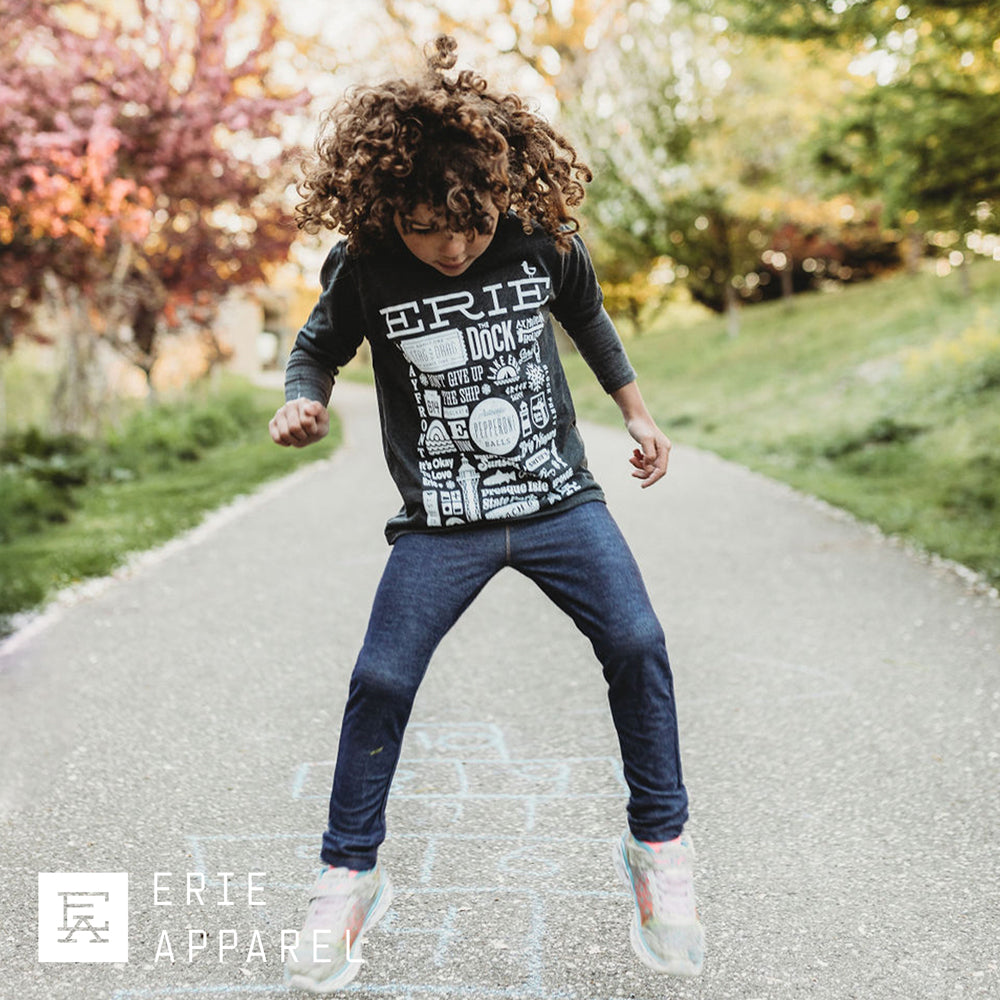 Erie Collage Youth Tee - Charcoal Black