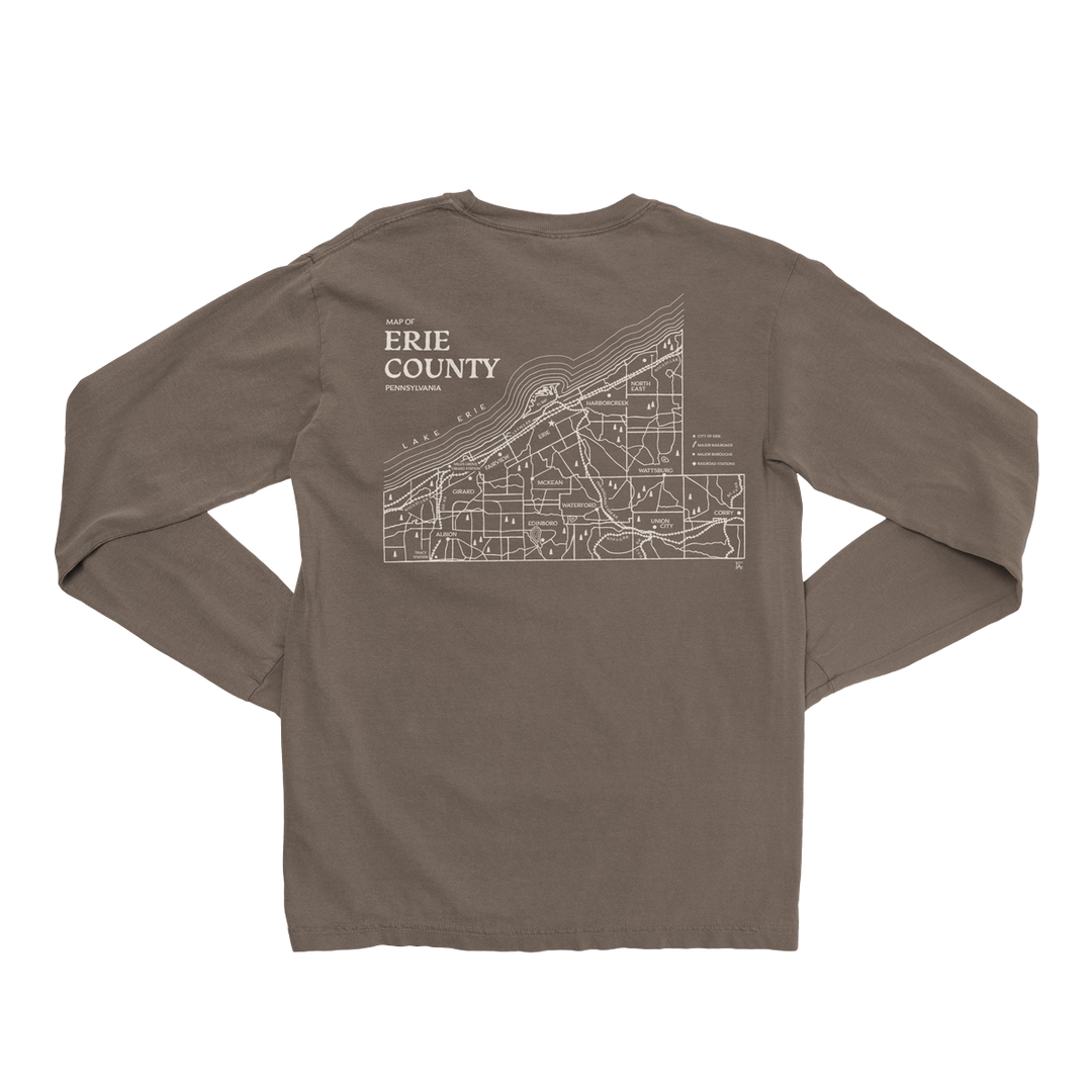 Vintage Erie County Map Long Sleeve Tee