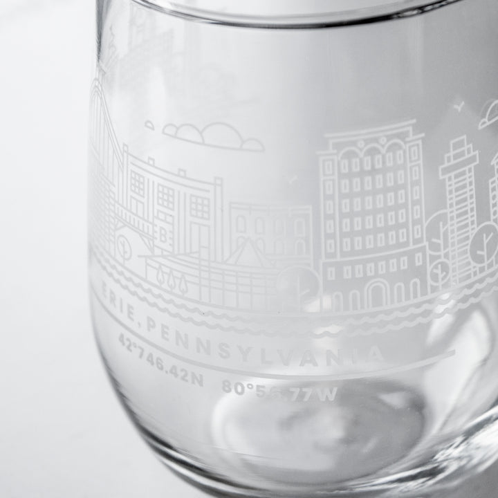 Erie Skyline Stemless Wine Glass