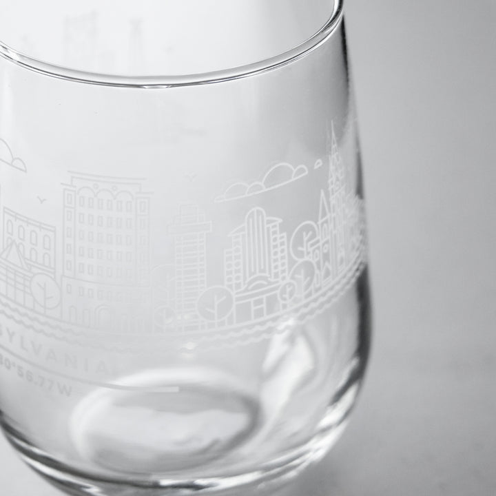 Erie Skyline Stemless Wine Glass