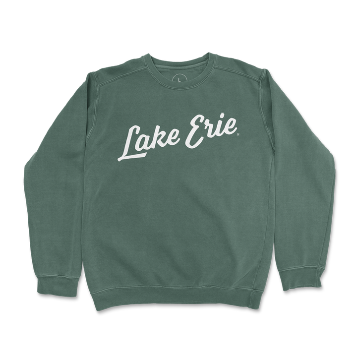 Lake Erie Script Crewneck - Moss Green