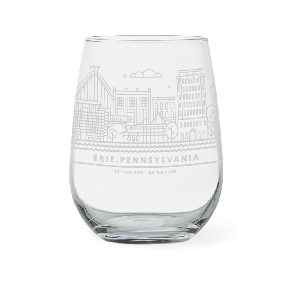 Erie Skyline Stemless Wine Glass