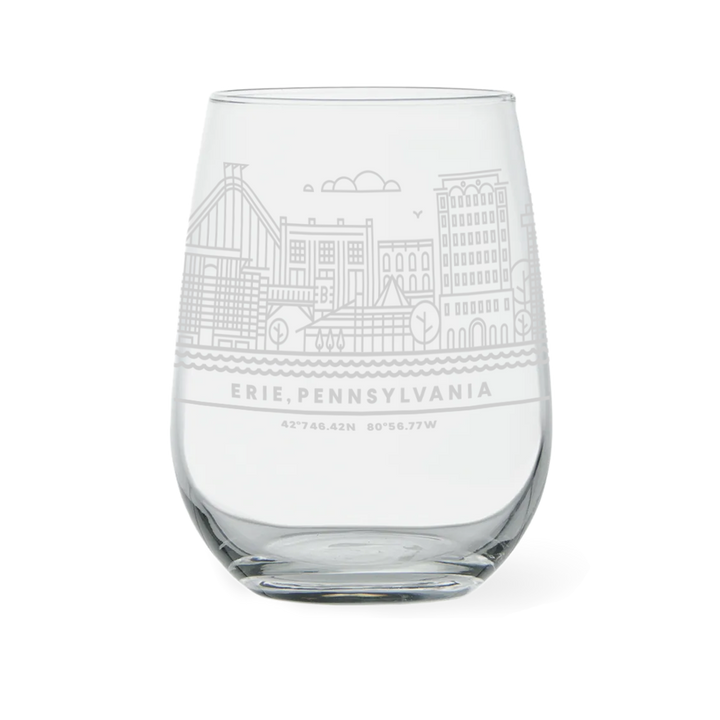 Erie Skyline Stemless Wine Glass