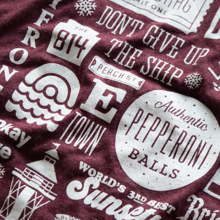 Erie Collage Tee - Heather Maroon