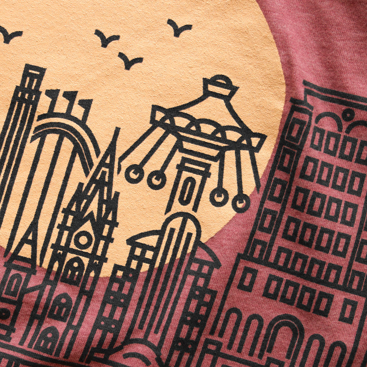 Erie Skyline Tee - Heather Mauve