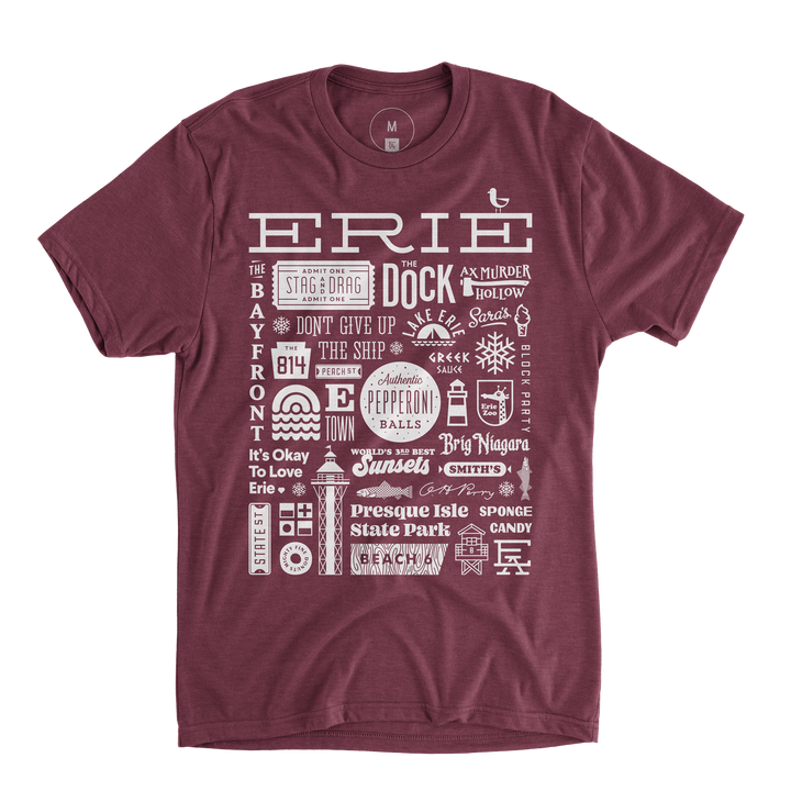 Erie Collage Tee - Heather Maroon