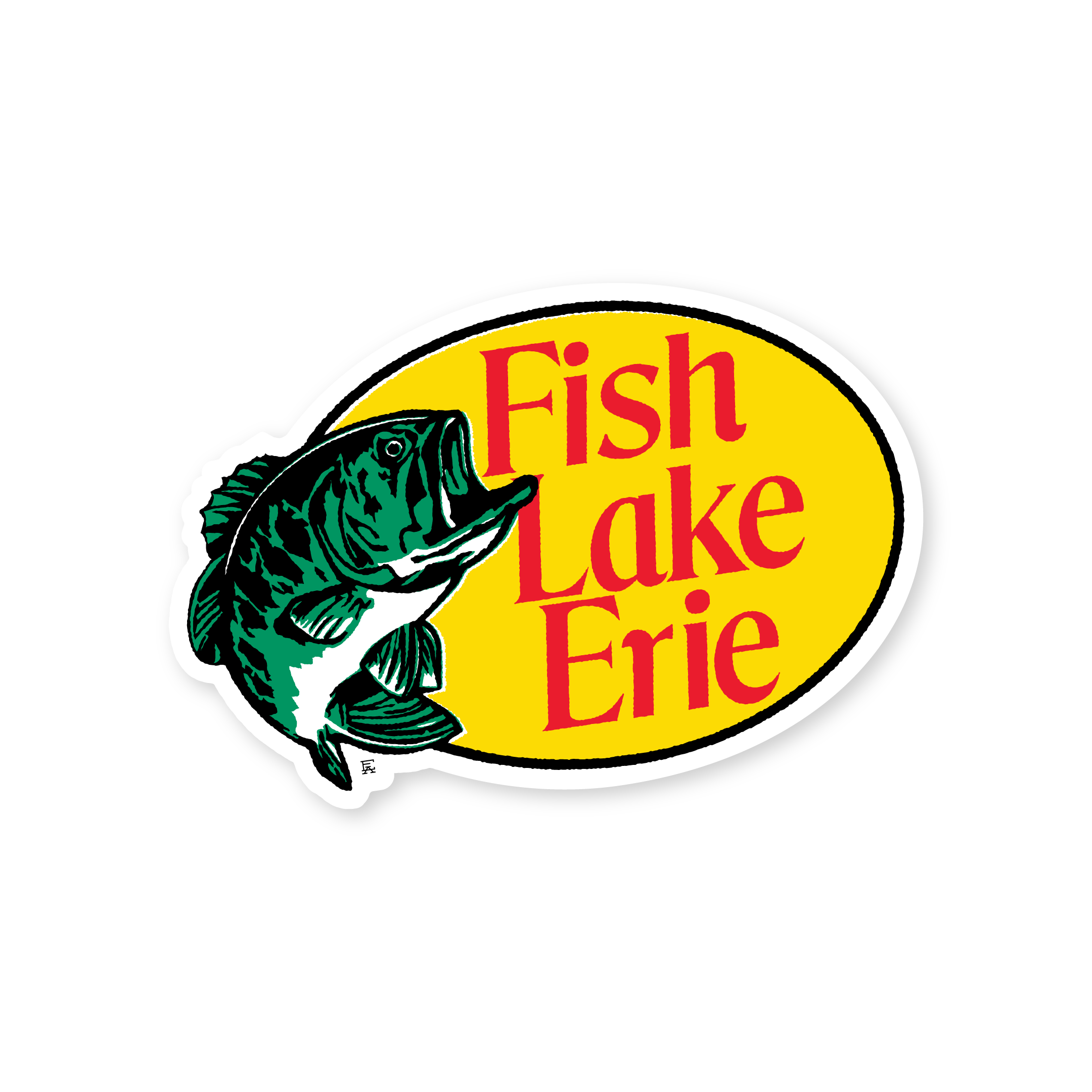 Fish Lake Erie Bass Sticker