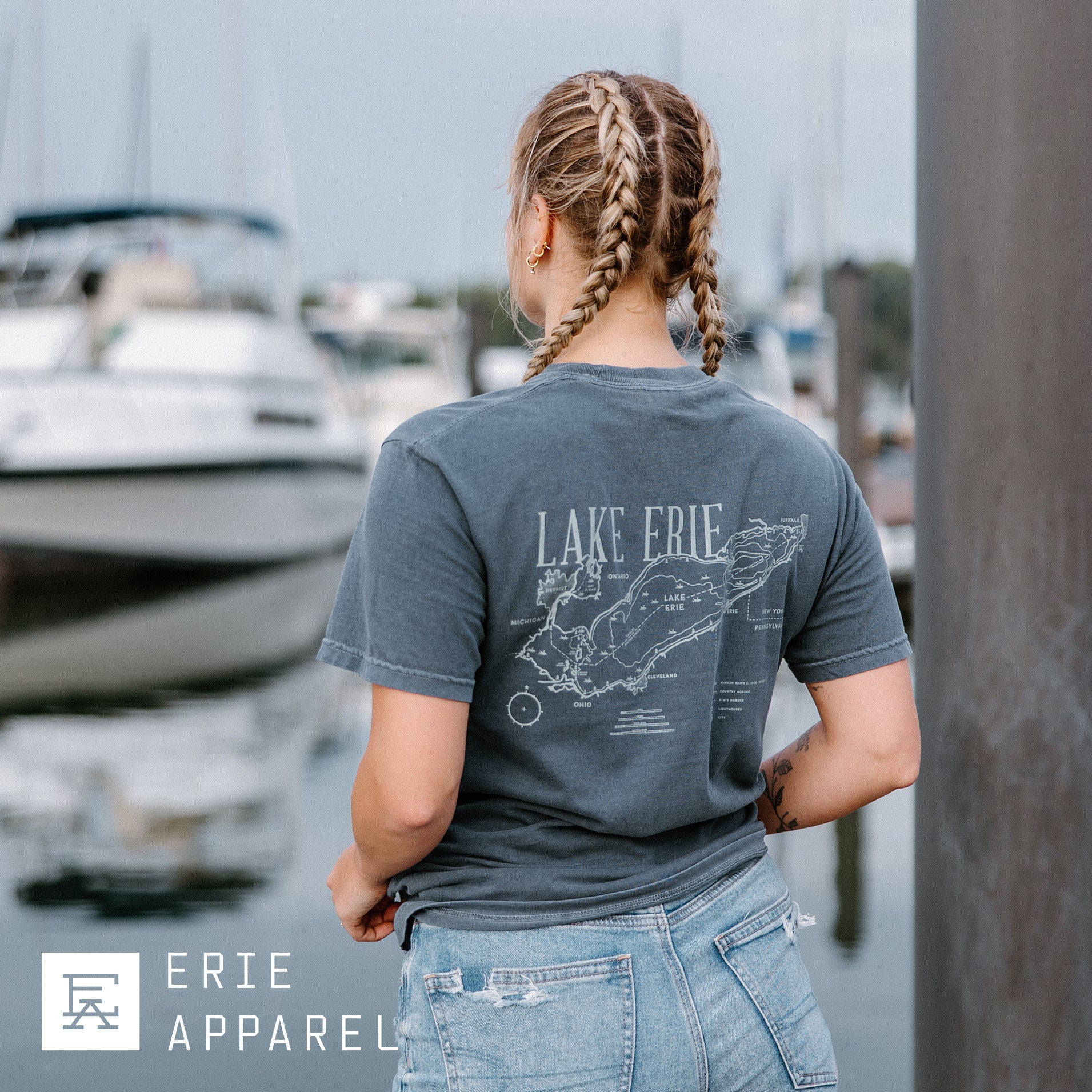 Vintage Lake Erie Map Tee