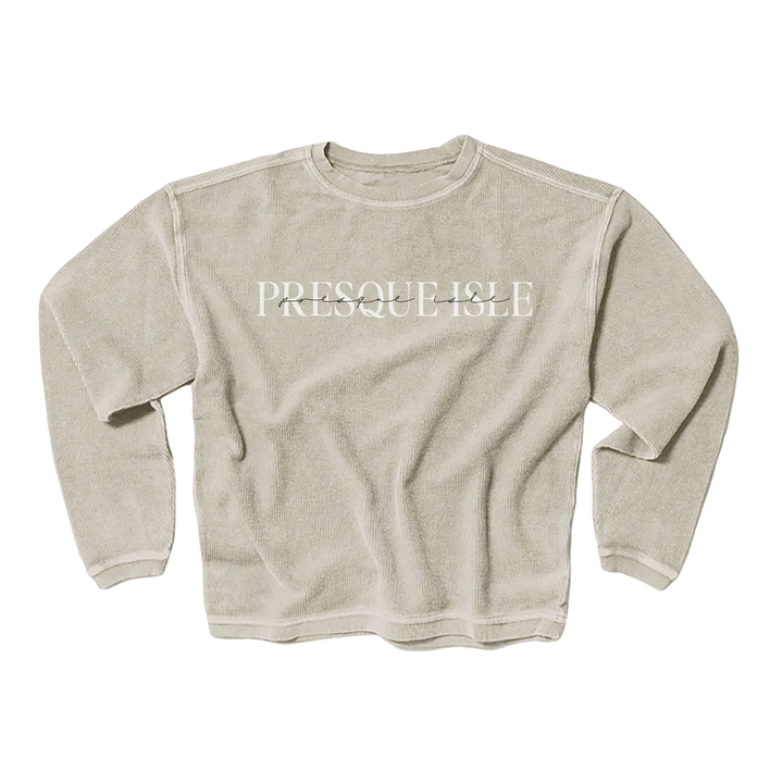 Presque Isle Script Textured Crewneck