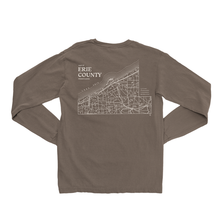 Vintage Erie County Map Long Sleeve Tee