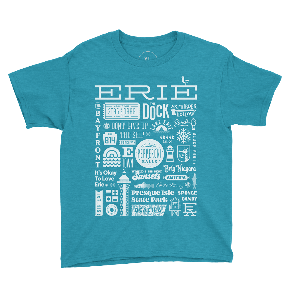 Erie Collage Youth Tee - Teal