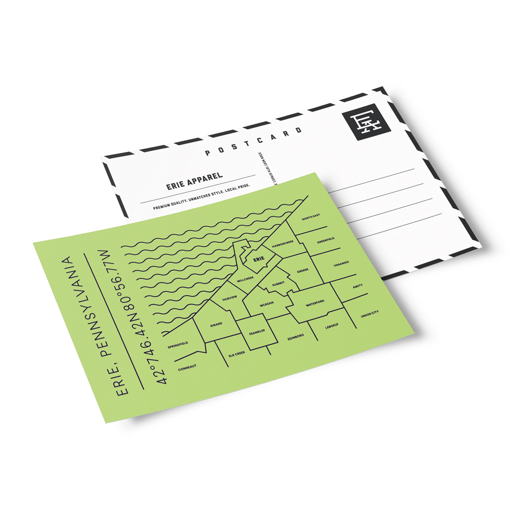 Erie County Map Postcard