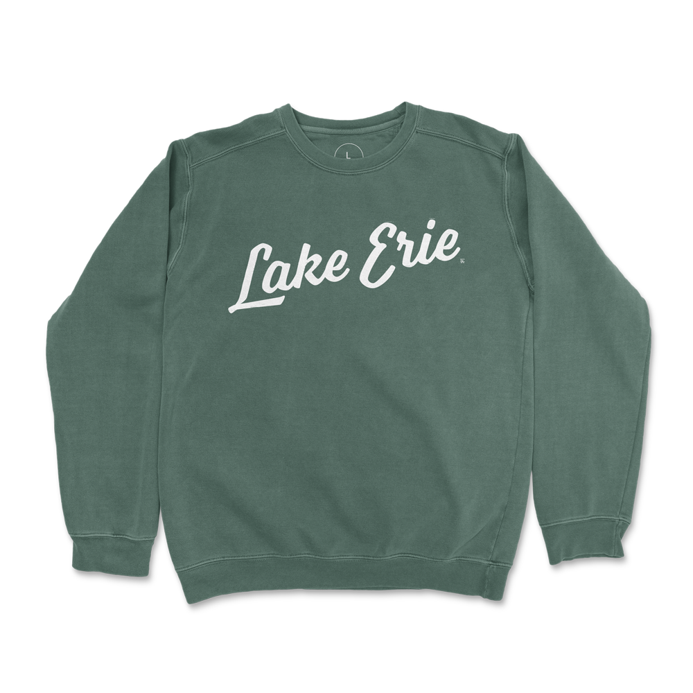 Lake Erie Script Crewneck - Moss Green